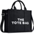 CASTNICH The Tote Bag for Women, Canvas Tote Bag Black with Zipper, Sturdy Wear-Resistant Handbag Women&#39;s Tote Bag, Tote Purse Crossbody Shoulder Bag, Tote Bag for Work, School, Travel