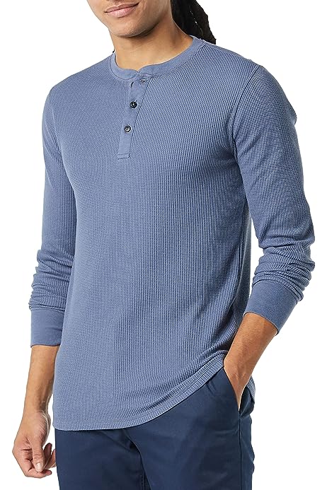 Men's Slim-Fit Long-Sleeve Waffle Henley Shirt