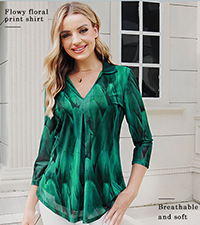 womens 3/4 sleeve mesh blouses