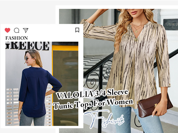 Women 3/4 Sleeve Tunic Tops Dressy Casual Fashion 2024 