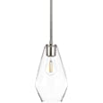 Linea di Liara Modern Glass Farmhouse Pendant Lighting for Kitchen Island and Over Sink Lighting Fixtures - Giada Brushed Nickel Pendant Light Hanging Ceiling Light with Long Clear Glass Shade