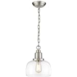 Eapudun Modern Farmhouse Pendant Light, 1-Light Industrial Hanging Light Fixture 9.3-inch, Brushed Nickel Finish with Clear Glass Shade, PDA1127-BNK