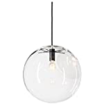 H XD GLOBAL E27 Industrial Clear Glass Globe Shade Pendant Lighting Modern Kitchen LOFT Hanging Light-1 Light (25cm)
