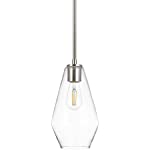Linea di Liara Modern Glass Farmhouse Pendant Lighting for Kitchen Island and Over Sink Lighting Fixtures - Giada Brushed Nickel Pendant Light Hanging Ceiling Light with Long Clear Glass Shade