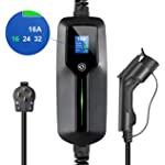 BESENERGY Level 2 EV Charger 16A/24A/32A Switchable Current Portable EV Charging Cable SAE J1772 NEMA14-50 Plug 220V-240V with 20ft Cord