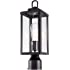 Gruenlich Outdoor Post Lighting Fixture with One E26 Medium Base Max 60W, Metal Housing Plus Glass, Matte Black Finish, Bulb 