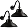14in Black Gooseneck Barn Light, Barn Lights Outdoor with Photocell, 42W 4200lm 6000K Outdoor Wall Lights, Outdoor Gooseneck Lighting for Farmhouse, Porch, Doorway - 2 Pack