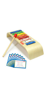 Kidzlane sturdy bright musical xylophone for toddlers and kids with rubber mallet and song cards