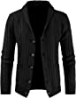 Astylish Mens Slim Fit Cable Knit Sweaters Cardigans Button Long Sleeve Lapel Coat with Pockets