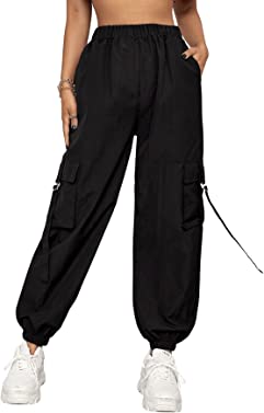 Floerns Women's High Waisted Jogger Pants Solid Outdoor Cargo Pants