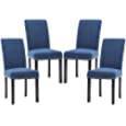 LSSPAID Dining Chairs, Fabric Padded Dining Room Chairs, Nail Head Trim Dining Chair, Blue, Set of 4