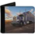 PU Leather Wallet,Truck American Peterbilt Truck Semi Trailer Driven Desert Road,Bifold Soft Slim Front Pocket Cards Holders 