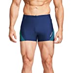 BALEAF Men&#39;s Square Leg Athletic Swim Jammers Durable Training Splice Swimsuit Blue/Teal Green XL