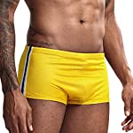 AIMPACT Mens Swimsuit Square Leg Cut Drag Suit Training Swim Trunks Quick Dry Mesh Short Swimwear (Yellow M)