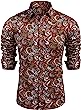 Coofandy Men's Paisley Cotton Long Sleeve Shirt Floral Print Casual Retro Button Down Shirt