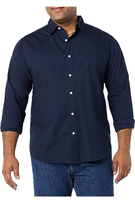 Men's Long-Sleeve Regular-fit Stretch Poplin Shirt