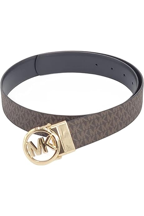558385 Brown MK Logo/Black With Gold Hardware Twist Reversible 45 Inch Women's Belt Size Extra Large