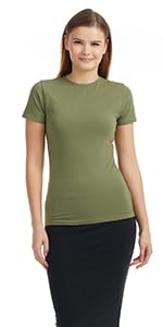 ESTEEZ Women''s Short Sleeve T-Shirt - Fitted - Cotton - Base Layering Top