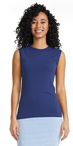 ESTEEZ Women''s Cotton Fitted Sleeveless T - Base Layering Tank Top