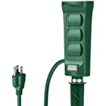 BESTTEN Outdoor Power Stake with 6 Outlets and 9 Foot Extension Cord, Heavy Duty Power Strip with Overload Protection Switch and Weatherproof Protective Covers, ETL Listed, Green