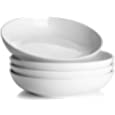 Y YHY Pasta Bowls 32oz, Ceramic Large Salad Serving Bowls, White Pasta Bowls Set, Shallow Soup Bowl Set of 4, Microwave &amp; Dishwasher Safe