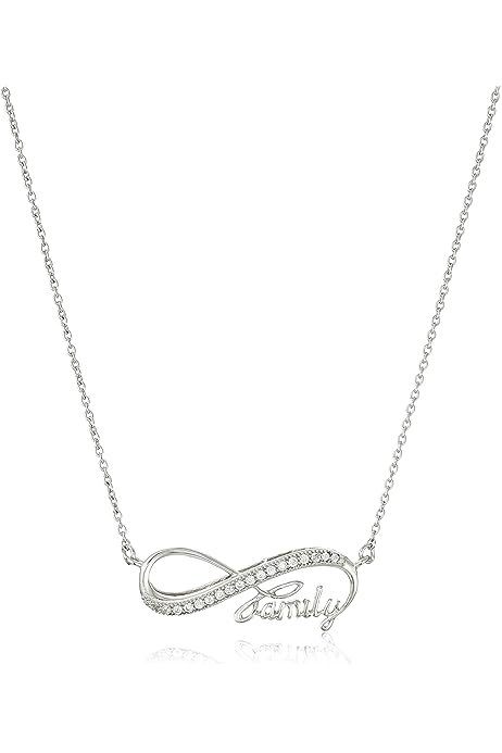 925 Sterling Silver AAA Cubic Zirconia Infinity Family Necklace, 18"