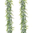 Artiflr Artificial Vines Faux Eucalyptus Garland, 2 Pack Fake Eucalyptus Greenery Garland Wedding Backdrop Arch Wall Decor, 6 Feet/pcs Fake Hanging Plant for Table Festival Party Decorations
