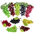 Supla 10 Pack Assorted Artificial Grapes Frosted Grape Clusters Decorative Grapes Bunches Rubber Grape Bundles in Black Purple Red Green for Vintage Wedding Favor Fruit Wine Décor Faux Fruit Props