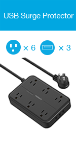 6 Outlets 3 USB Surge Protector