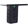 Socket Wall Shelf-CFMASTER 10 Port Surge Protector Wall Outlet, 8 Electrical Outlet Extenders and 2 USB Ports 2.4A, with Removable Built-In Shelf, FCC Listed (1, Black)