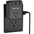 Multi Plug Outlet Extender, LENCENT 3 Outlets Splitter with 3 USB Ports, Wall Charger, 3 Prong Plug, Power Charging Box Expander for Home, Office, Hotel, Dorm, Cruise Ship Approved- Black