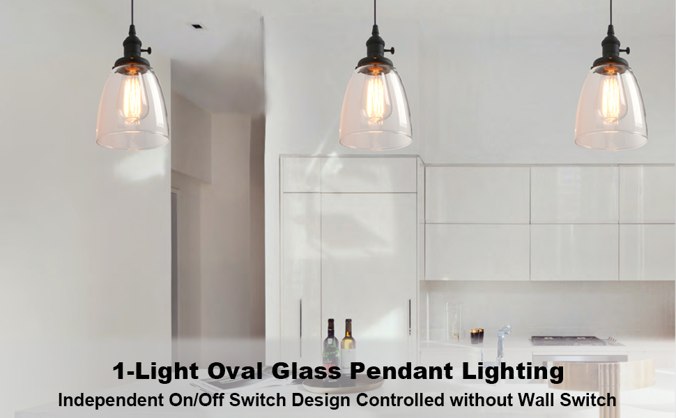 Pathson Glass Pendant Lighting Indutrial Pendant Light Fxiture for Living Room