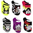 Disney Villains Teen Womens 6 pack Socks (Shoe: 4-10 (Sock: 9-11), Villains Black/Multi)