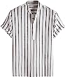 ZAFUL Men's Casual Button-Down Shirts Short Sleeve Striped Dress Shirts Button Down Tops