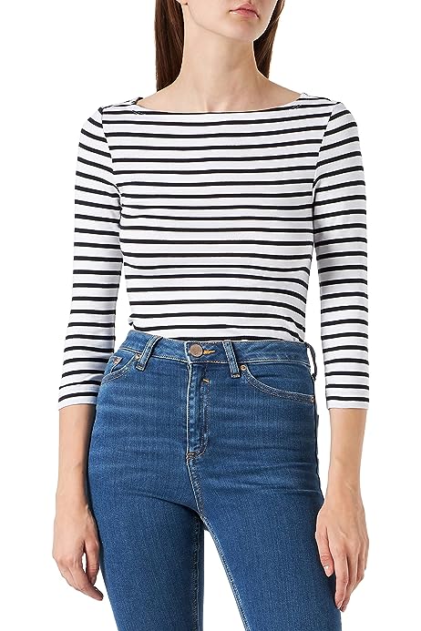 Women's Slim-Fit 3/4 Sleeve Solid Boat Neck T-Shirt