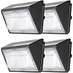 4 Pack 80W New LED Wall Pack with Dusk-to-Dawn Photocell, IP65 Waterproof Outdoor Lighting Fixture, 300-400W HPS/MH Replacement, 9600lm 5000K 120Vac 5-Year Warranty for ZJOJO