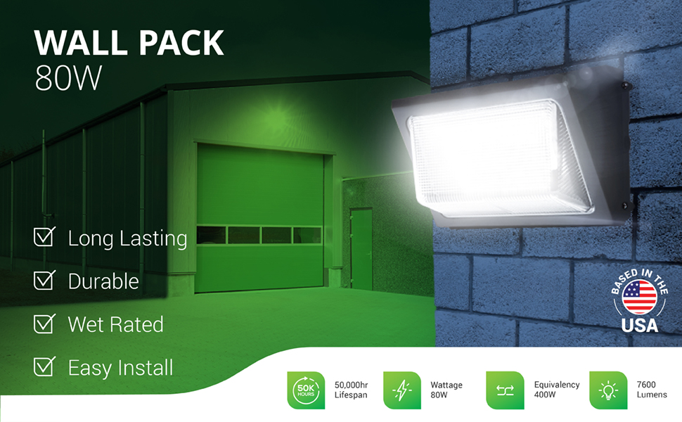 Sunco Lighting 2 Pack 80W LED Wall Pack