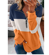 NEYOUQE Women Crewneck Pullover Sweatshirt Casual Fall Fashion Color Block Loose Long Sleeve Tops