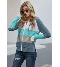 NEYOUQE Womens Long Sleeve Color Block Pullover/Cardigan Sweaters Striped Tops Hoodies Jackets