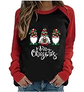 ZCVBOCZ Long Sleeve Shirts Women Funny Santa Claus Print Crewneck Tops Merry Christmas Shirts Fal...