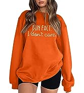 ZCVBOCZ Fun Fact I Don''t Care Sweatshirts Women Trendy Letter Print T-Shirts Inspirational Cute C...