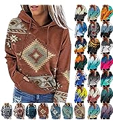 ZCVBOCZ Women''s Western Sweatshirts Stylish Ethnic Graphic Print Pullover Loose Gradient Long Sle...