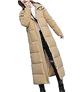 ZCVBOCZ Women Hooded Long Puffer Coat Thickened Side Split Down Jacket Casual Lightweight Slim Lo...
