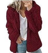 ZCVBOCZ Womens Sherpa Long Sleeve Jacket Solid Color Plush Zipper Hooded Jackets Leisure Trendy F...