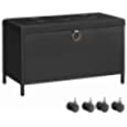 SONGMICS Storage Bench, Flip Top Storage Ottoman with 2 Safety Hinges, Sturdy Storage Chest with cushion, for Entryway, Bedroom, Supports 286 lb, Matte Black ULSB901B01