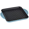 Le Creuset Enamaled Cast Iron Square Grill, 9.5&quot;, Caribbean