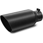 IFOKA Exhaust Tip 3 Inch Inlet, 3&quot; Inlet 5&quot; Outlet 12&quot; Long Black Exhaust Tips Black Paint Surface Stainless Steel Exhaust Tip Universal for All 3 Inch Outside Diameter Tailpipe