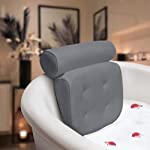 Essort Bathtub Pillow, Large Spa 3D Air Mesh Gray Bath Pillow, Luxury Comfortable Soft Bath Cushion Headrest, for Head Neck Shoulder Support Backrest, Fits Any Size of Tubs