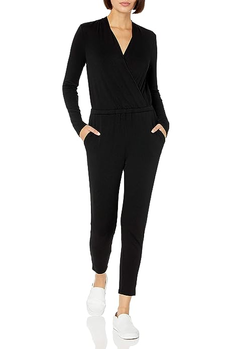 Women's Supersoft Terry Long-Sleeve V-Neck Wrap Jumpsuit (Previously Daily Ritual)