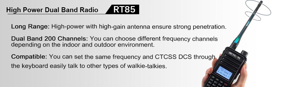 retevis rt85 dual band long rang two way radio